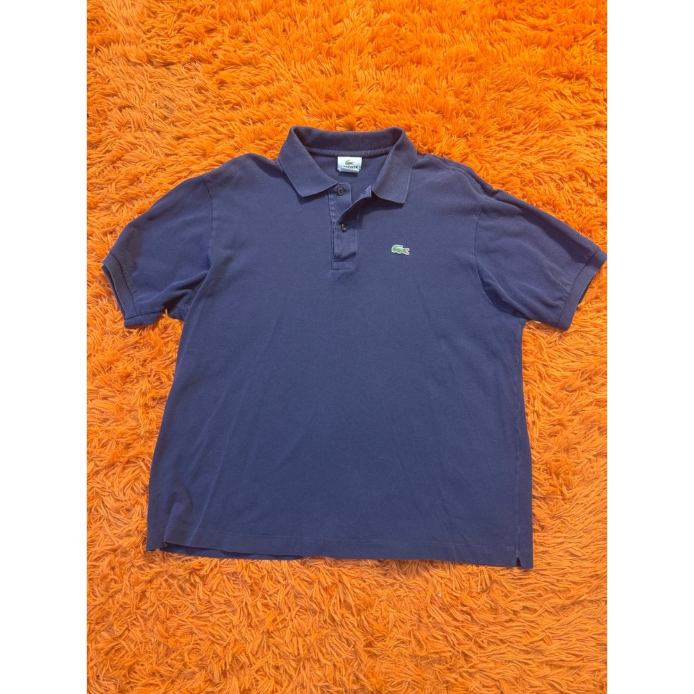 Lacoste Mens Navy Blue Pique Cotton Short Sleeve Polo Shirt Size 7 XXL